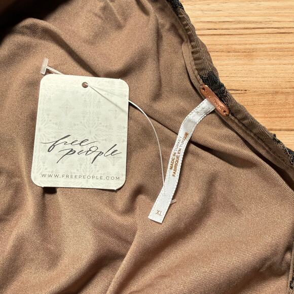 Free People Margot Convertible Maxi Skirt Boho Ruched Asymmetrical Hem Brown XL - Picture 4 of 8